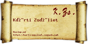 Kürti Zsüliet névjegykártya